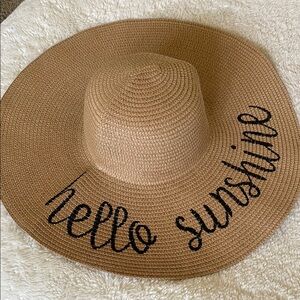 Tan Sun Hat with Black Embroidery